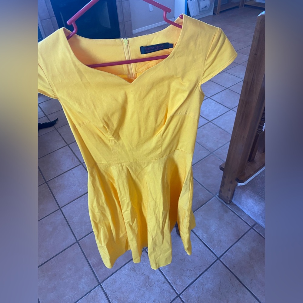 yellow dress with belt